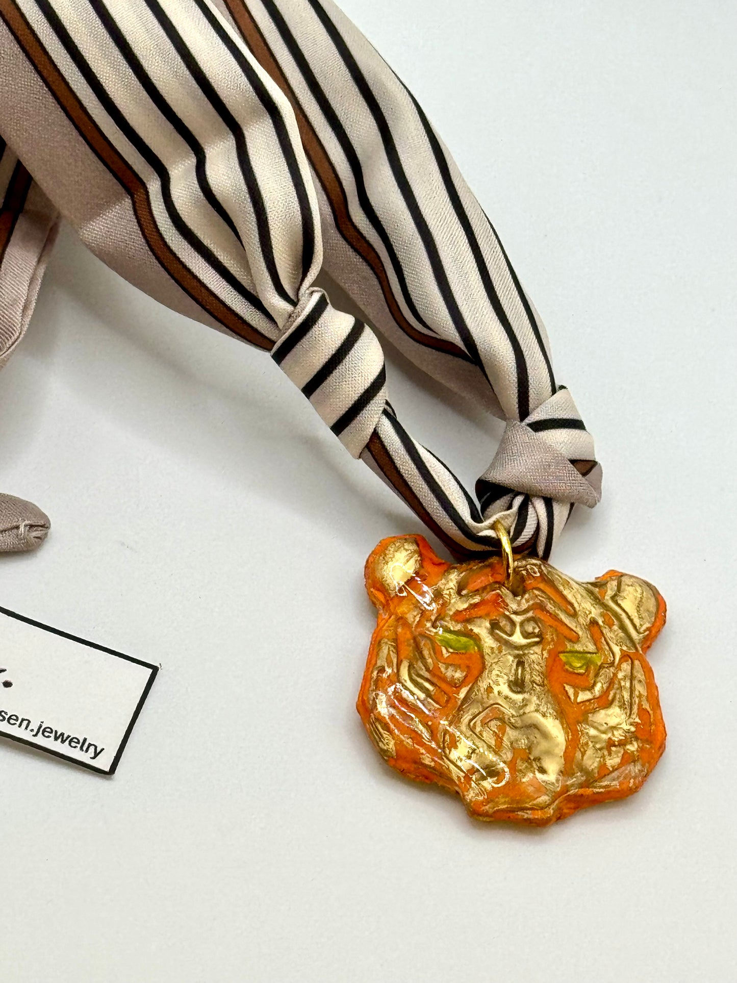 Clay Tiger Pendant Scarf Necklace Collection
