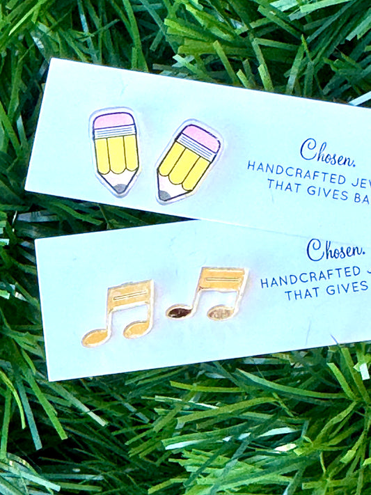 Music School Gold Plated Stud Collection