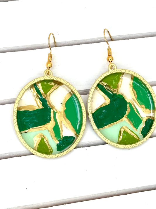 The Evelyn Hand Painted Leather Earrings