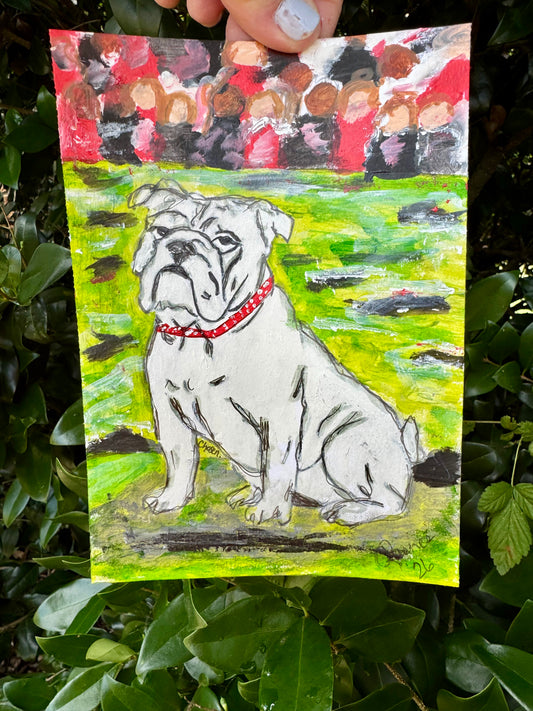 Bulldog Days Original 5x7 on Mixed Media Paper