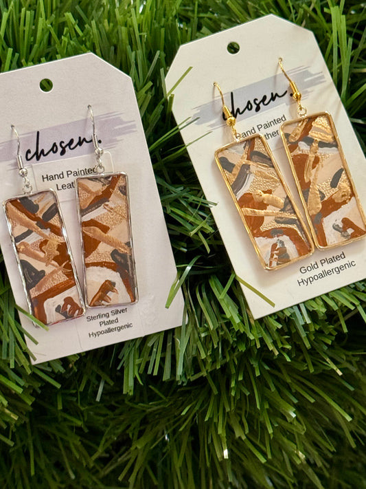 The Aubrie Hand Painted Leather Earrings