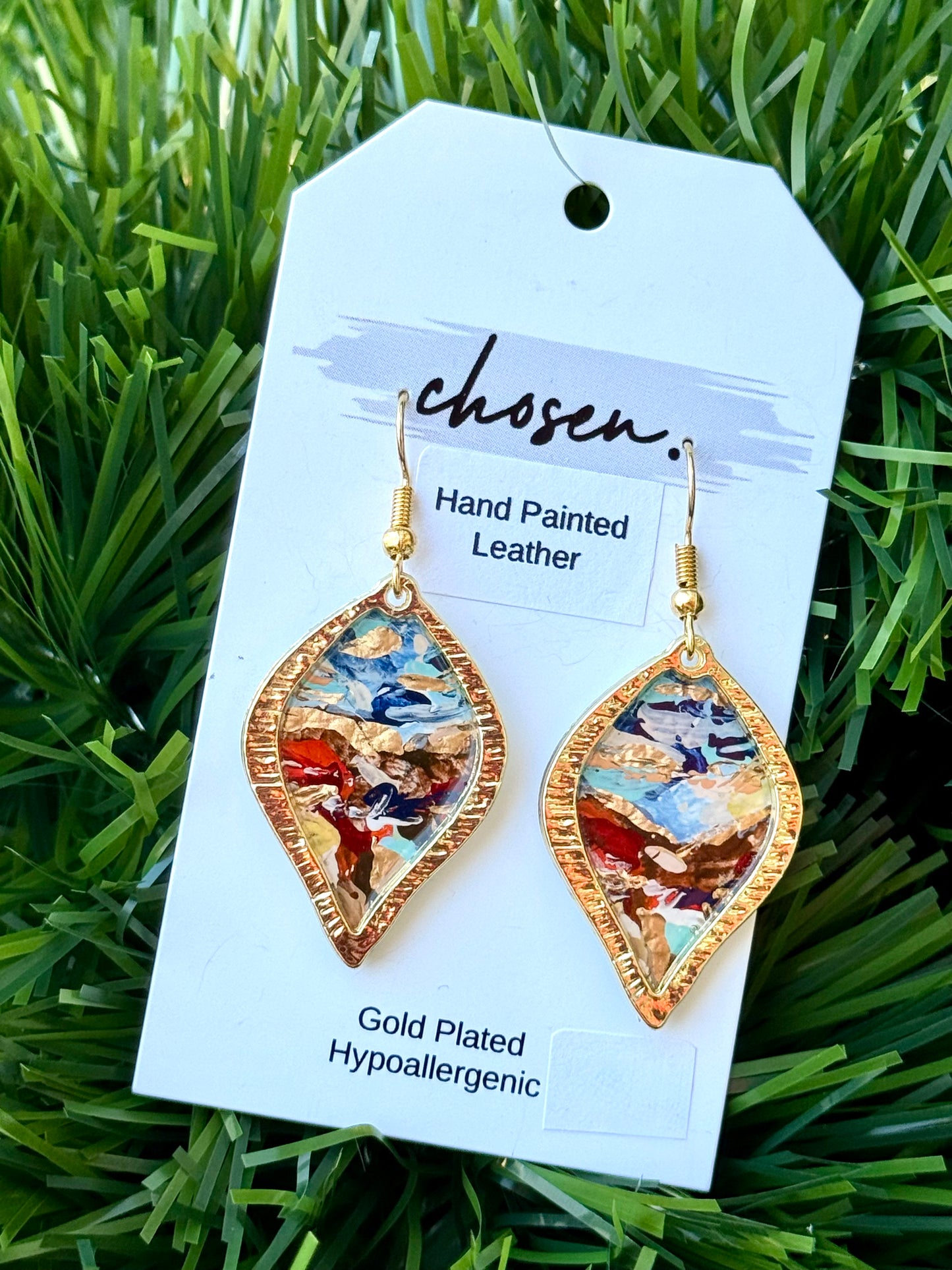 The Holly Hand Painted Leather Earrings
