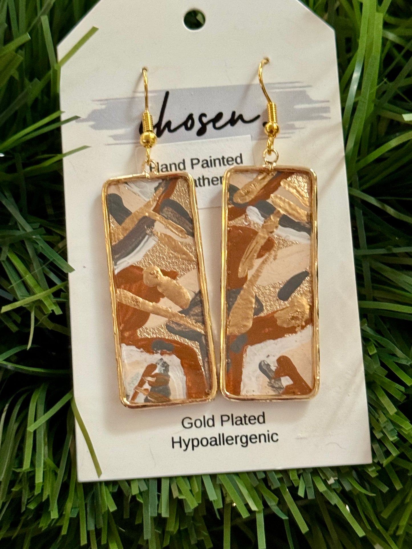 The Aubrie Hand Painted Leather Earrings