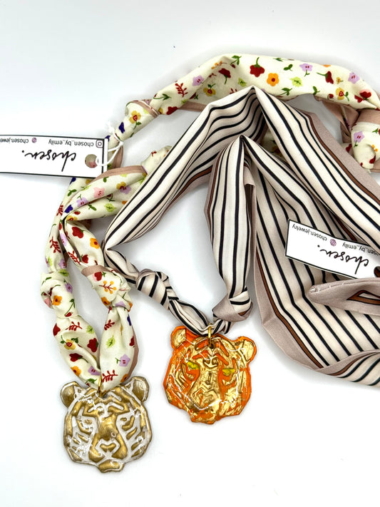 Clay Tiger Pendant Scarf Necklace Collection