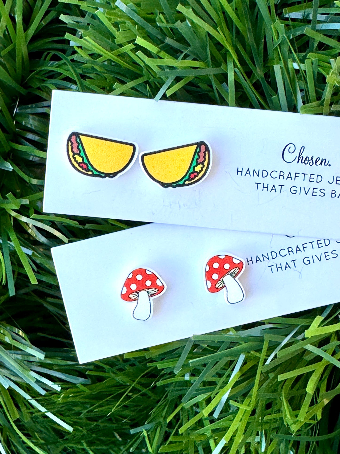 Tacos and Shrooms Gold Plated Stud Collection