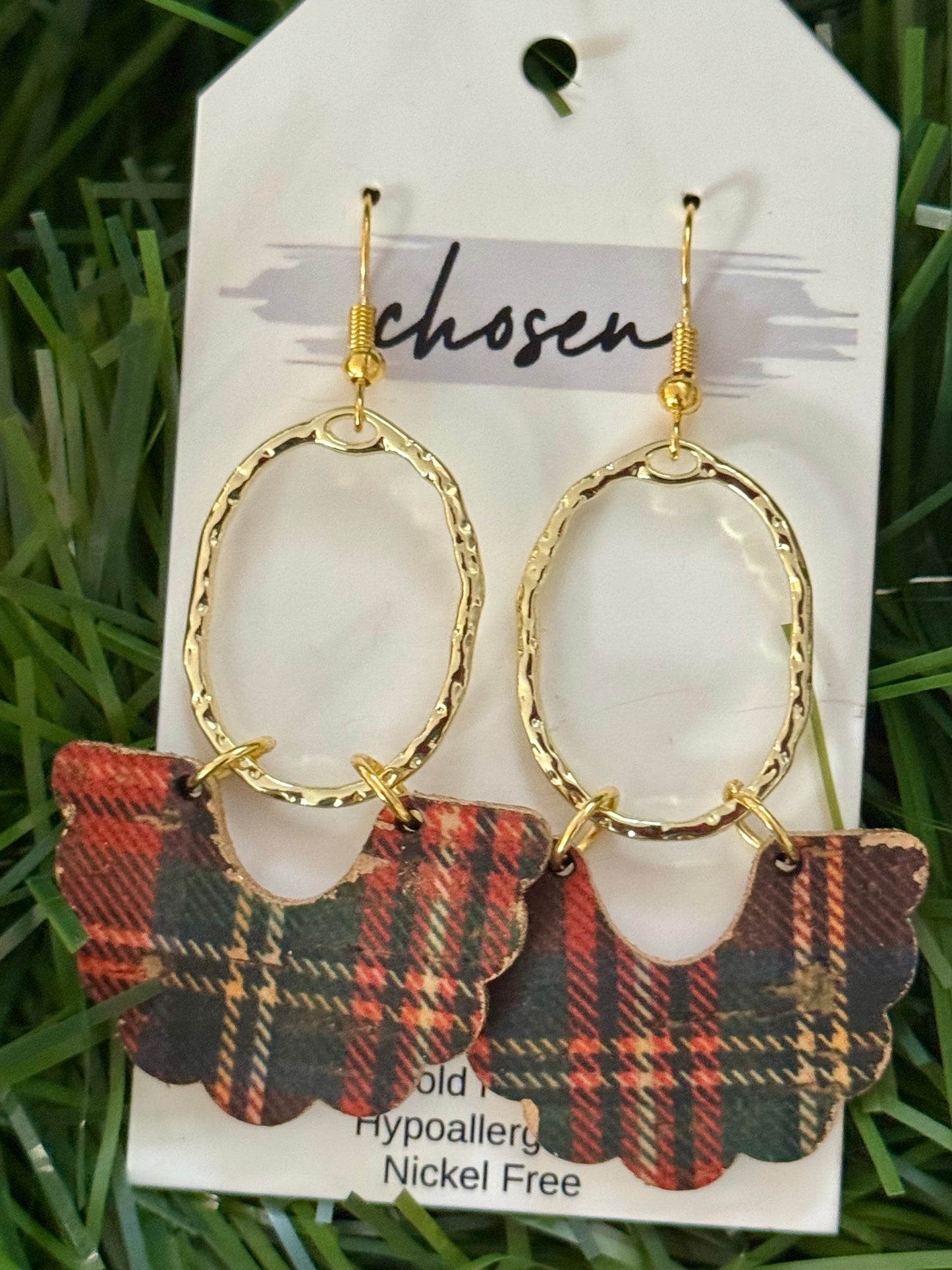 The Christmas Plaid Leather Earring Collection