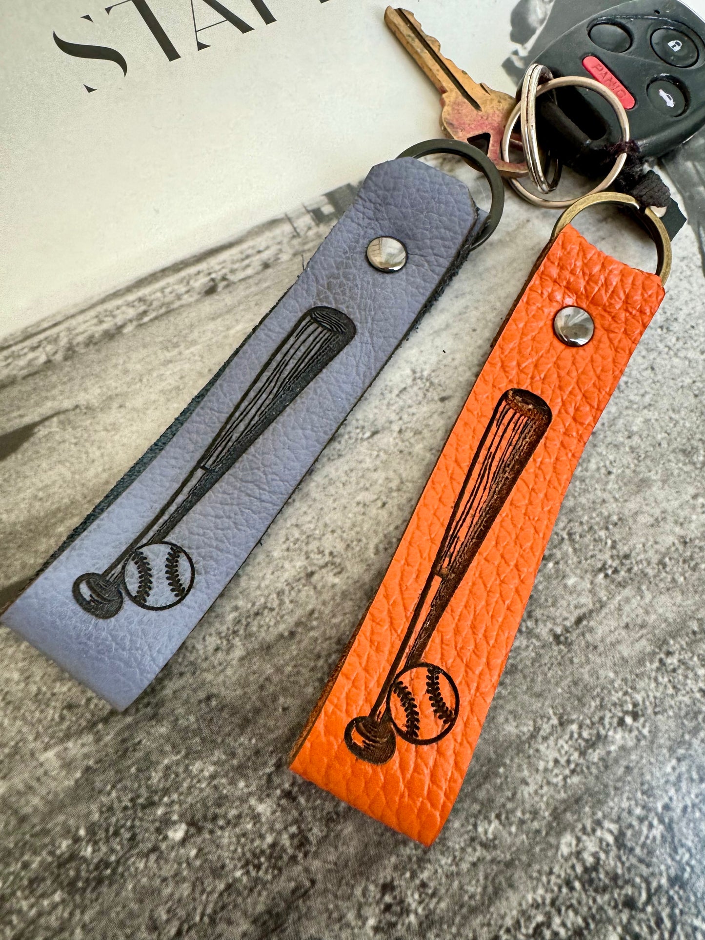 Baseball Life Leather Keychain