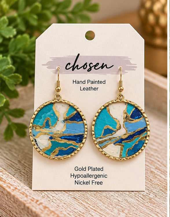 The Victoria Hand Painted Leather Earrings