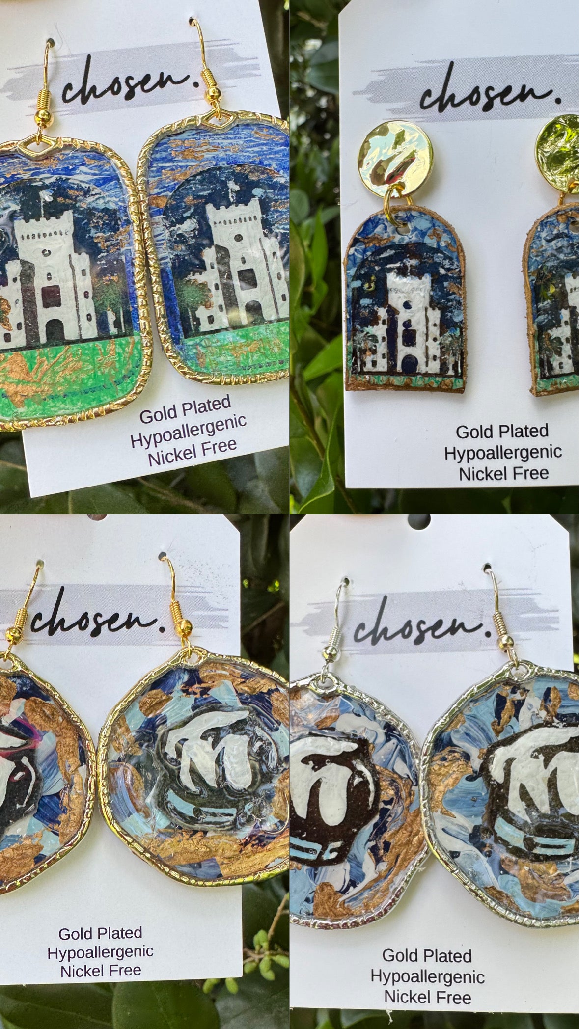 The Citadel Hand Painted Leather Earring Collection