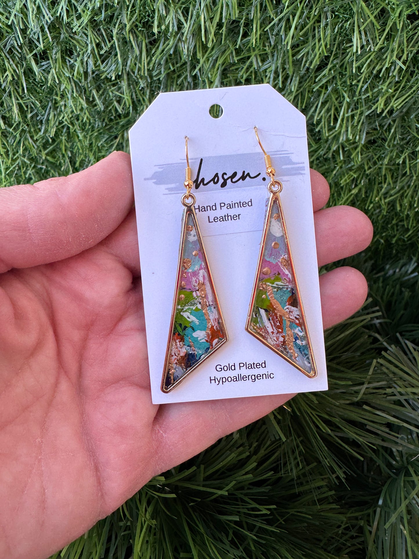 The Kelly Hand Painted Leather Earrings