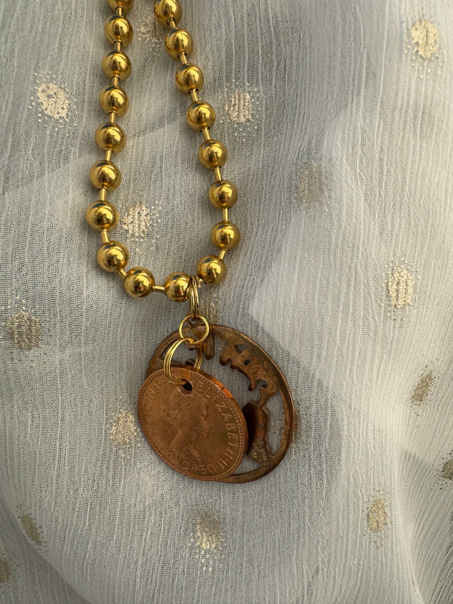World Traveler Vintage Queen Elizabeth Coin Necklace