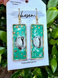Golf Days Hand Painted Leather Earrings