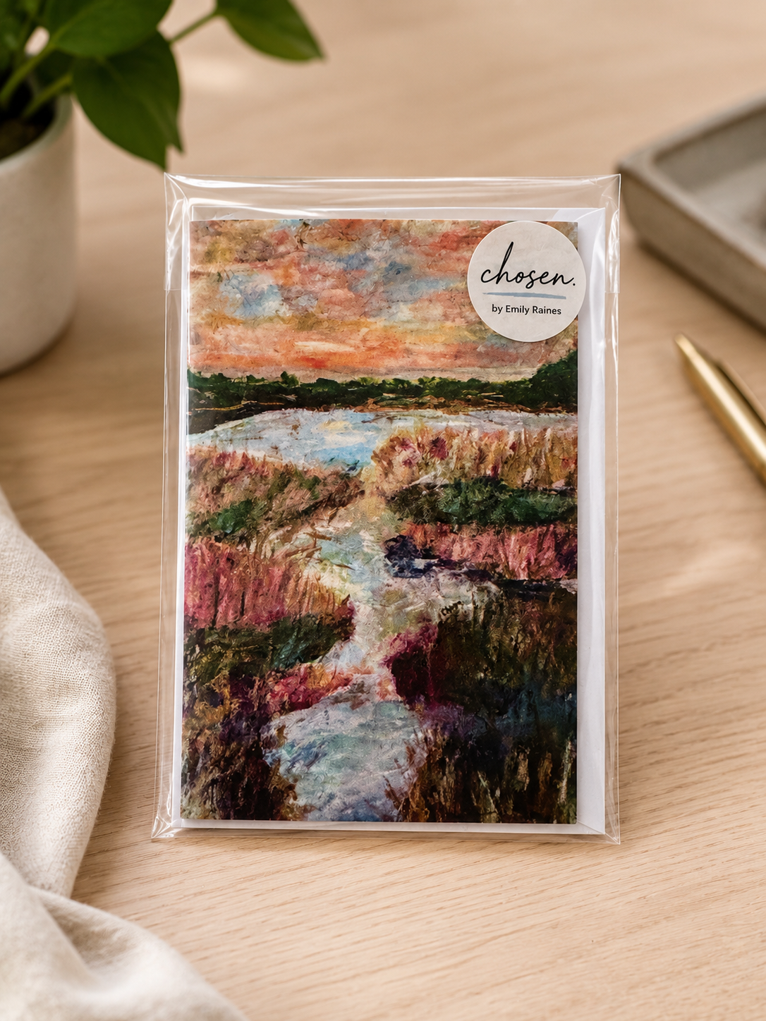 Carolina Pink Marsh Blank Greeting Card