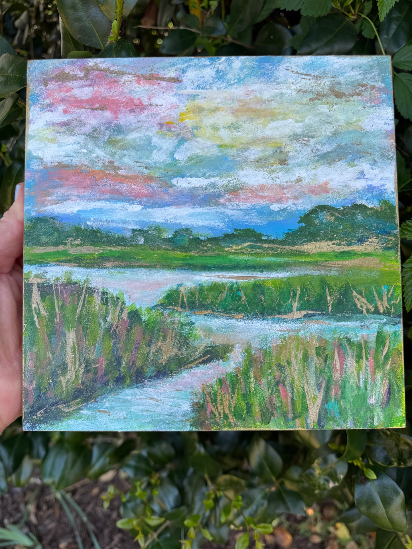 "Carolina Pastel Skies" Original Acrylic 8x8