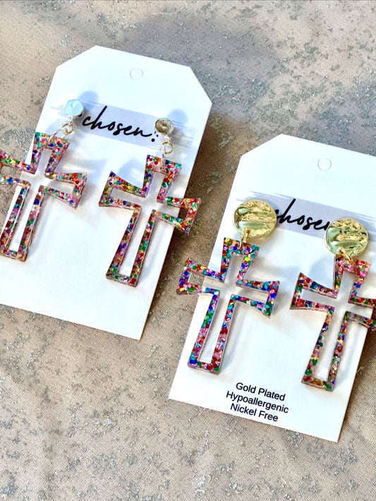 Chosen Acrylic Cross Earring Collection