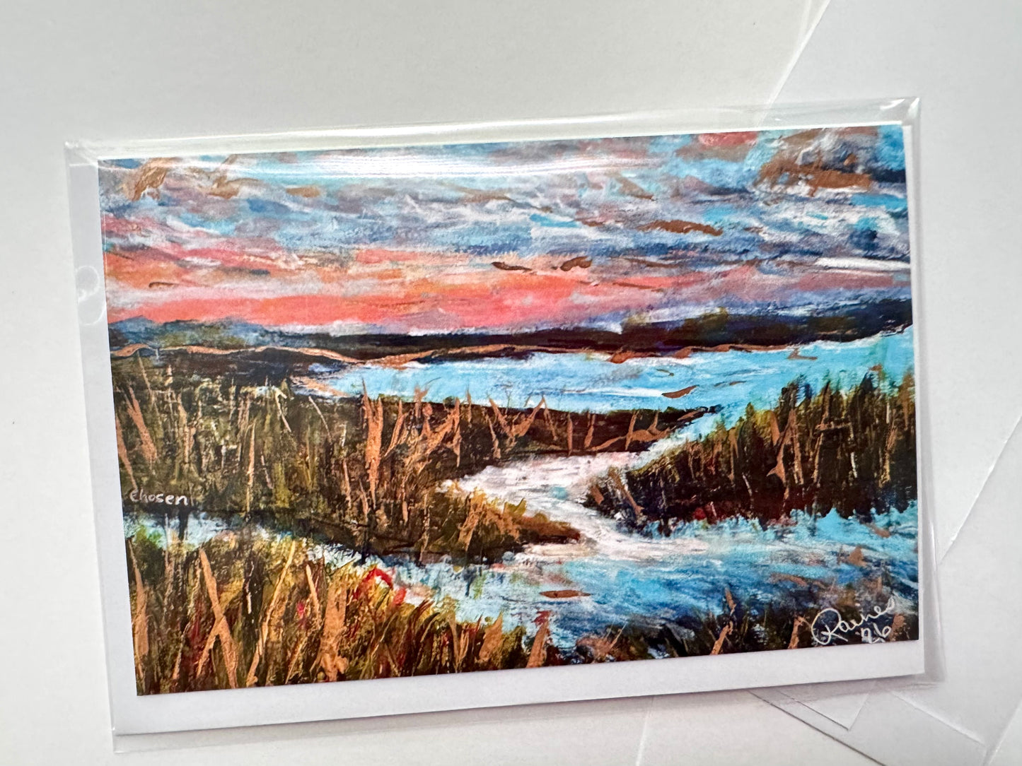 Carolina Marsh Sunset Blank Greeting Card