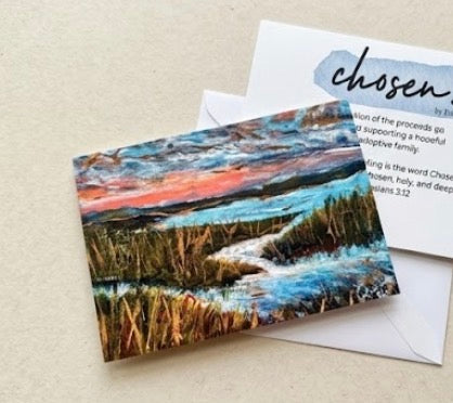 Carolina Marsh Sunset Blank Greeting Card