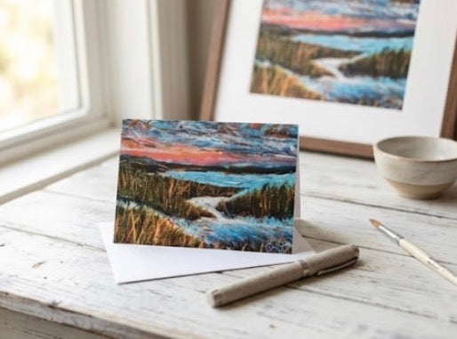 Carolina Marsh Sunset Blank Greeting Card