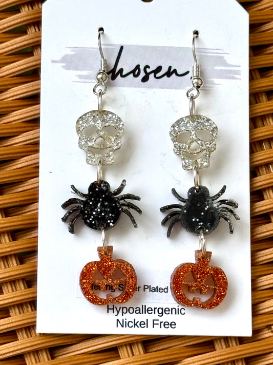 Stack of Scary Acrylic Earrings