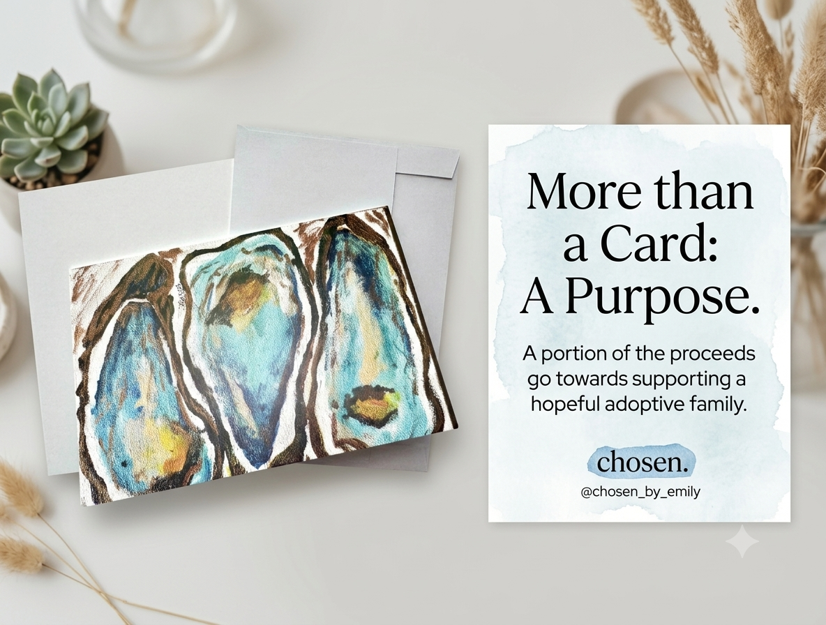 Blue Oyster Blank Greeting Card