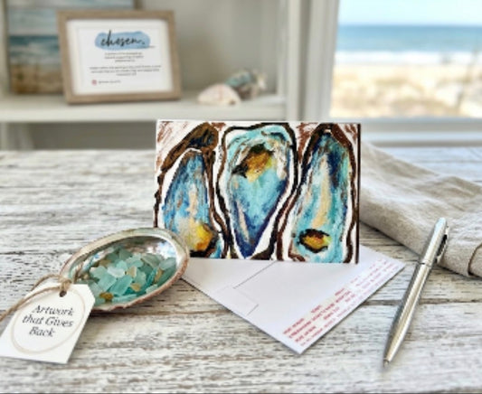 Blue Oyster Blank Greeting Card