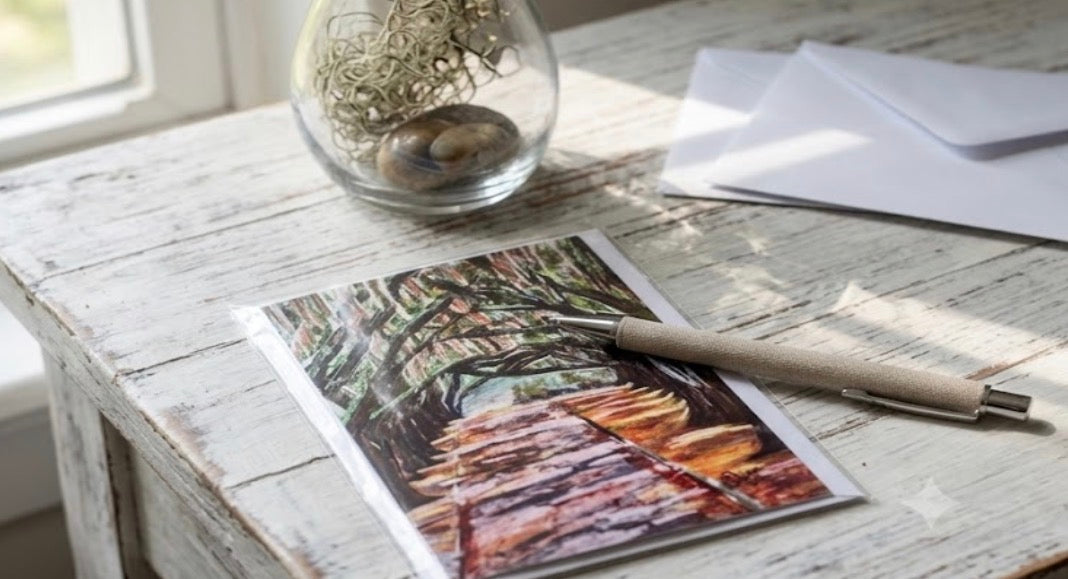 Beaufort Spanish Moss Trees Blank Greeting Card